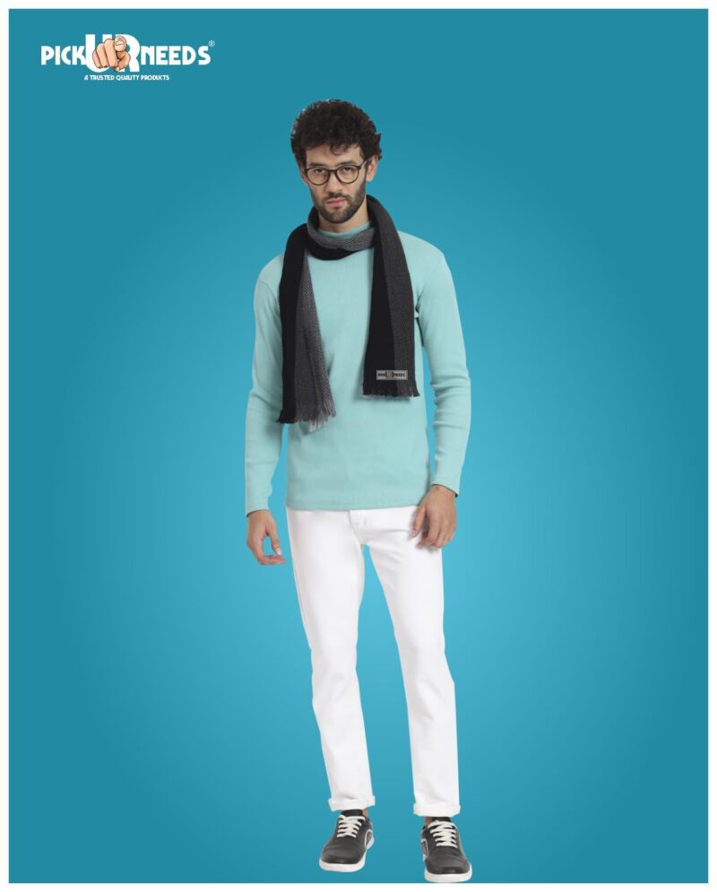 Premium Men's Warm And Stylish Woolen Muffler With Multicolour Stripes And Stylish Tussles Ends - 70 Inches * 11 Inches (P3) - Image 3