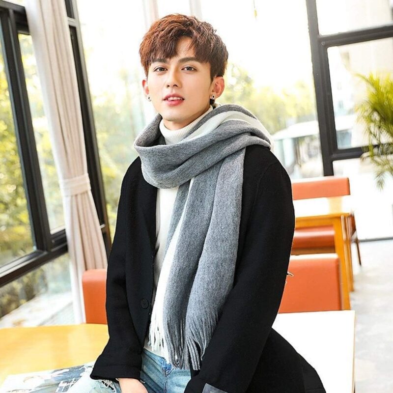 Alexvyan Fashions Two Color Extra Soft MicroFibre Cashmere Knitted Mufflers Cum Scarves Cum Stoles Woolen Men and Women Casual Scarf Soft and Warm Muffler - Image 2