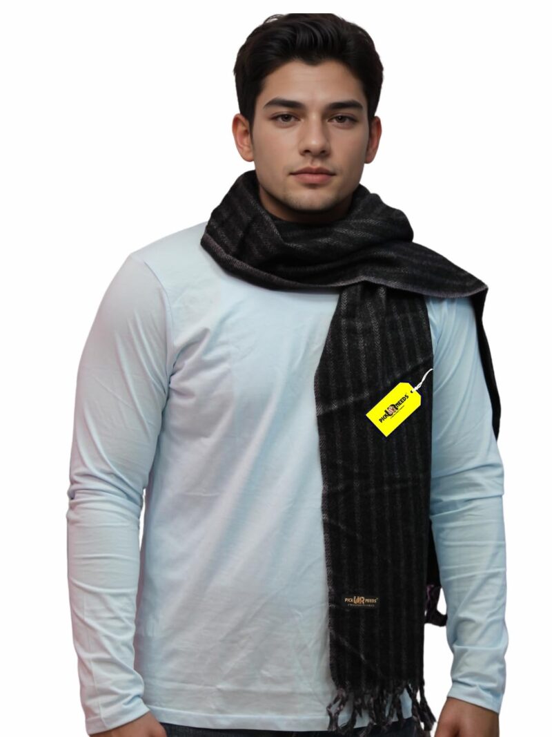 Men's Muffler With Multi Color Strips Design Woolem Blend Fabric Stylish Tussles Ends Muffler For Men - 70 Inches * 11 Inches (PMD 19)