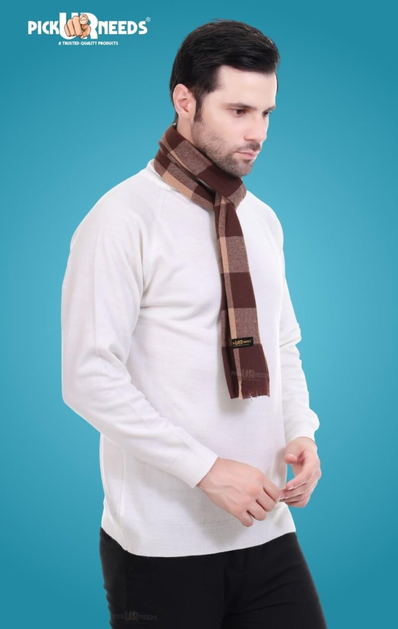 Men's & Women Muffler With Elegant Design Woolen Blend Soft Fabric Stylish For Unisex (Brown) - Image 5