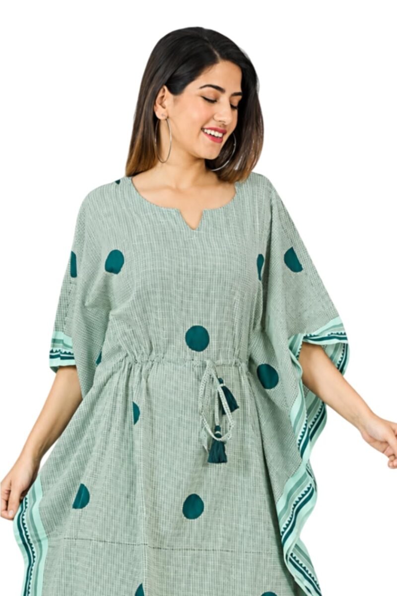 Navyas Fashion Pure Cotton Kaftan Nighty for Women | Kaftan Maxi for Women | Kaftan Night Gowns for Women | Cotton Nighty for Women Stylish (Green, 3XL)