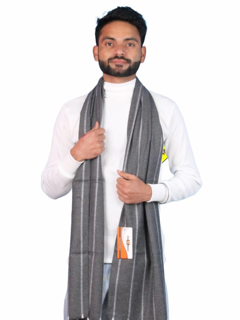 Premium Winter Muffler for Men Soft Wool-Blend Checked Scarf Warm, Lightweight & Stylish Muffler for Office, Casual & Outdoor Wear (Grey)
