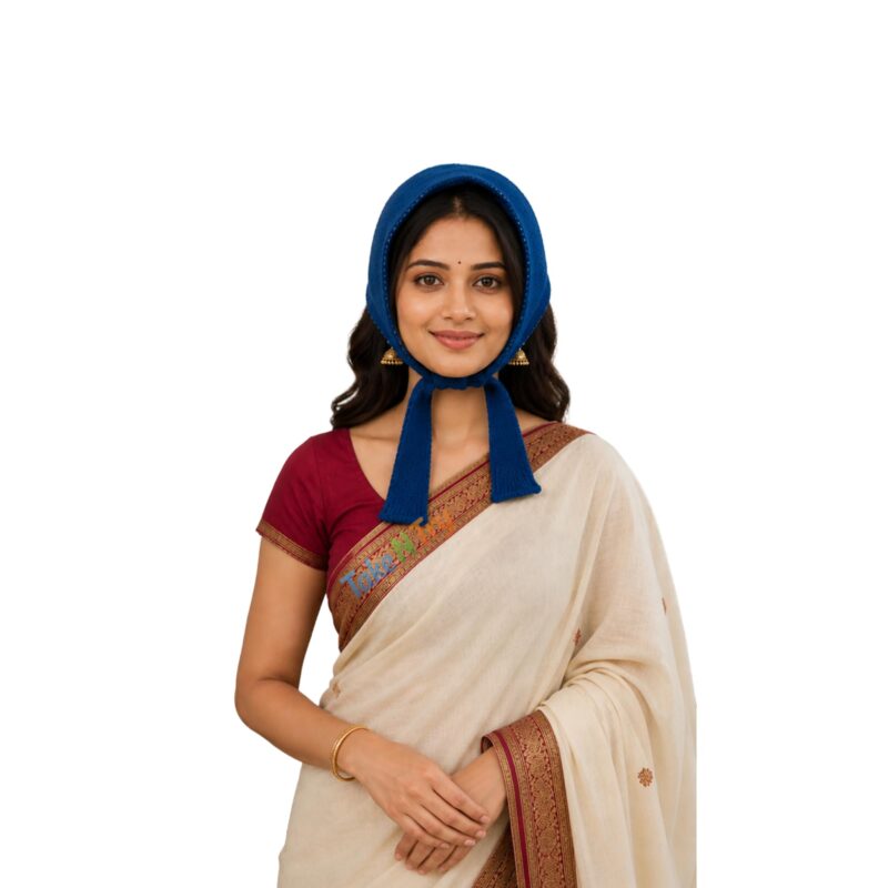 Take N Try Women’s Winter Wear Woolen Plain Maternity Muffler | Soft Warm Tie-Up Head & Ear Cover Scarf (1 Pc, Size 22 x 9 Inches) (Navy Blue) - Image 3