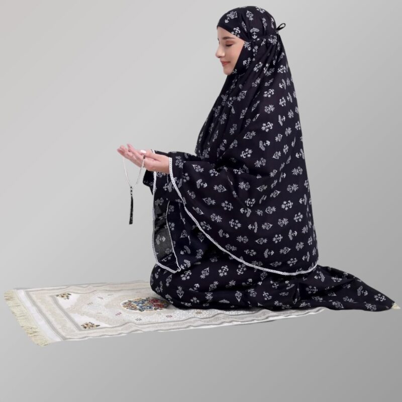 ANA Asfiya 100% Cotton Black Abaya Set with Matching Namaz Makhna & Niqab – Free Size| Lightweight| Zip Pocket| Wudu & Travel Friendly - Image 5