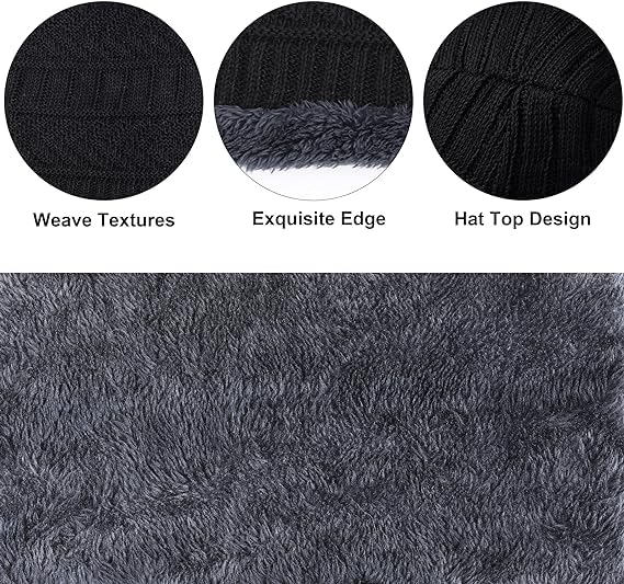 Fitness Mantra® Sports Winters Cap & Muffler for Men & Women| Beanie Cap| 1 Set| (Black) - Image 3