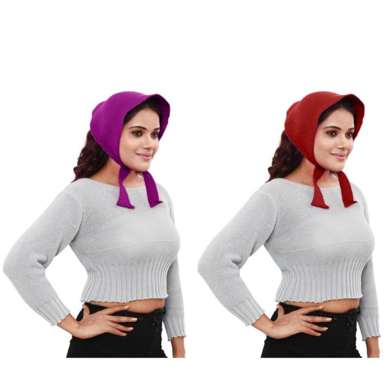 Pack of 2 Plain Maternity Muffler for Women's (Multicolored & Design Varies) - Winter Wear Woolen Head Muffler/Scarfs (Size 22 * 9 Inches) - Image 5