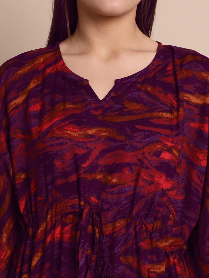 Secret Wish Purple Abstract Print Kaftan - Image 4