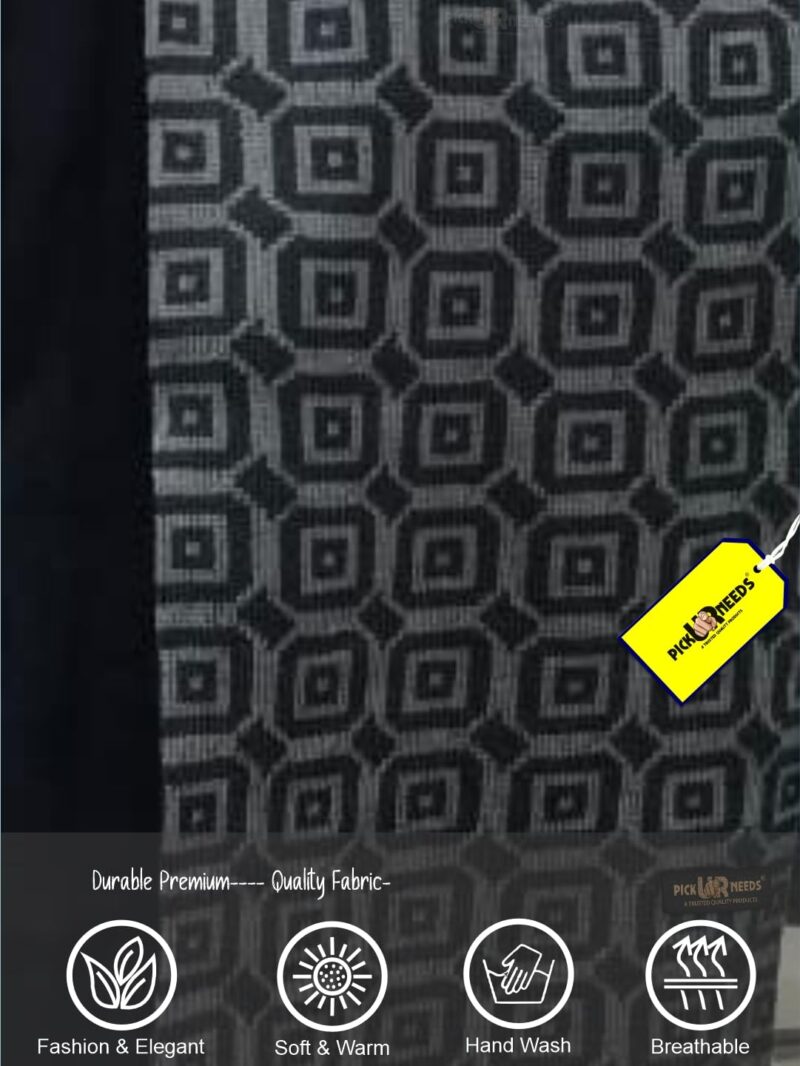 Premium Soft Winter Muffler for Men Geometric Pattern Stylish Warm Scarf Lightweight Cozy Winter Wear for Casual & Formal Outfits (Light Green, Black) - Image 6