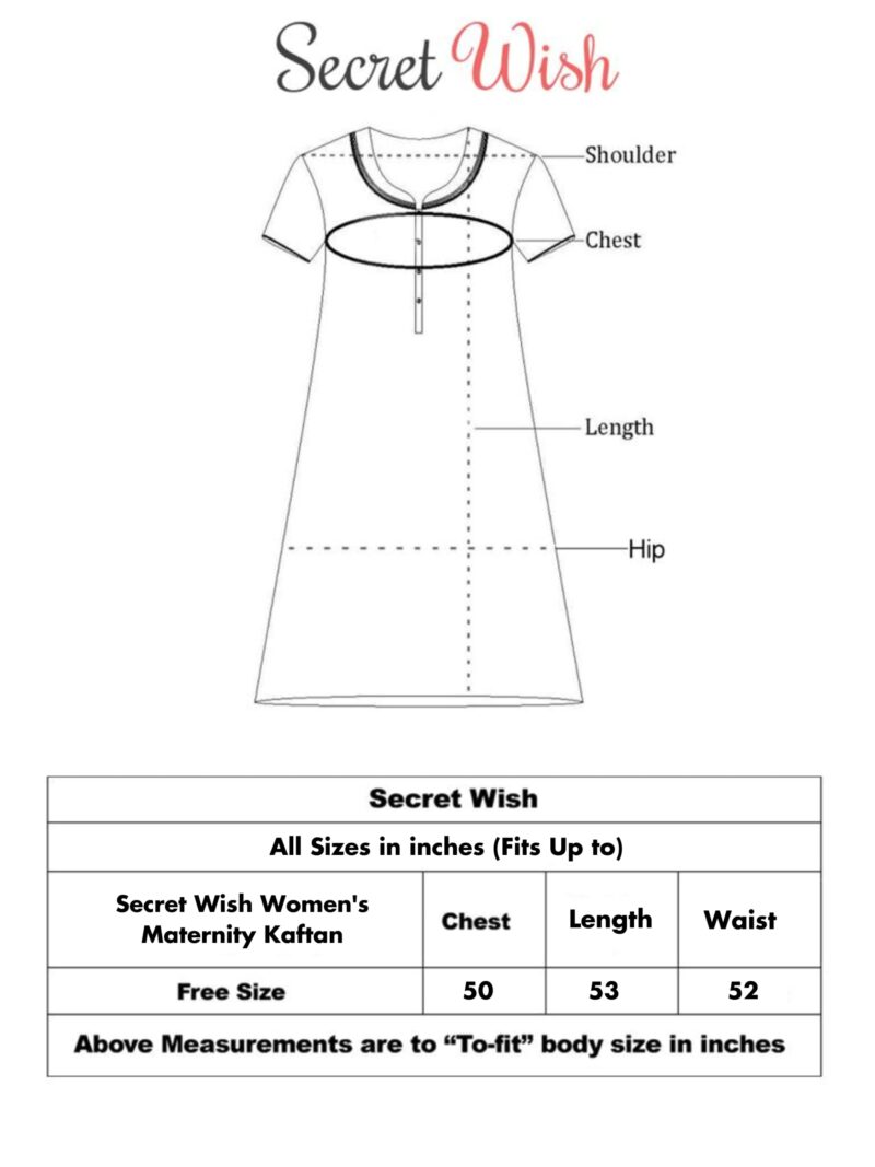 Secret Wish Women Cotton Maxi Black Floral Maternity Kaftan Nighty, Free size - Image 9