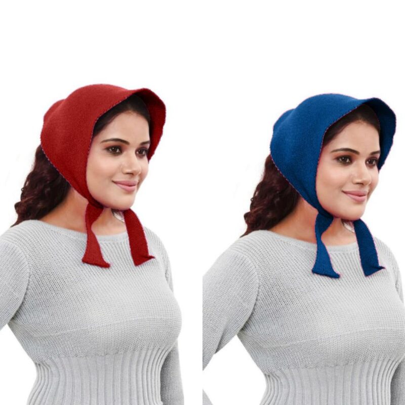 Pack of 2 Plain Maternity Muffler for Women's (Multicolored & Design Varies) - Winter Wear Woolen Head Muffler/Scarfs (Size 22 * 9 Inches)