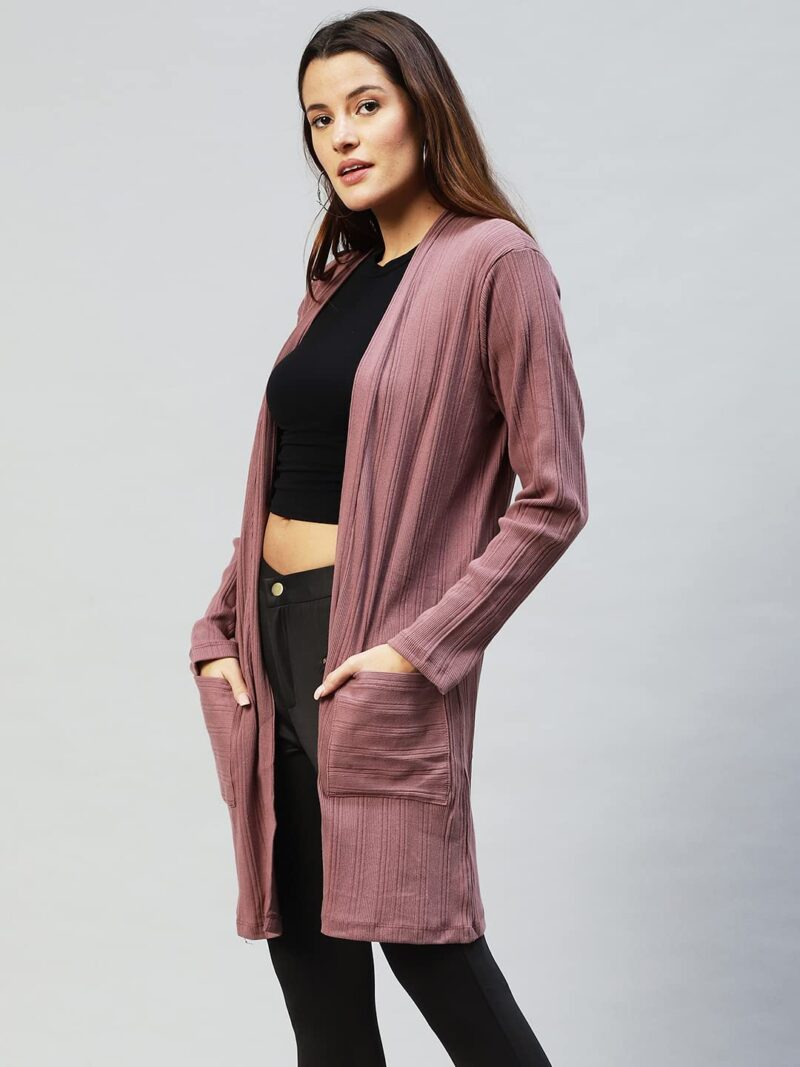 Rigo Front Open Long Rib Shrug (Free Size, Purple) - Image 6