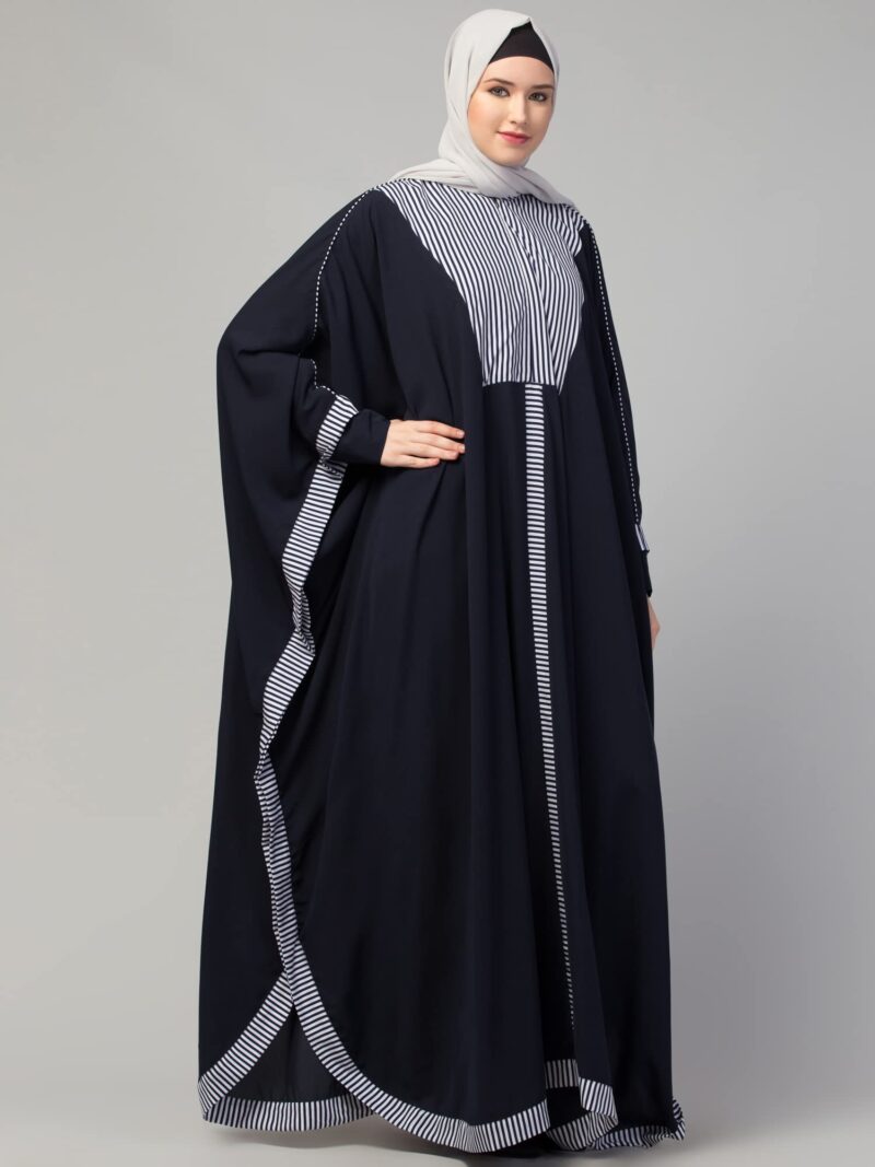 Muslim Closet Free Size Elegant Kaftan Abaya with Striped Design - Irani Kaftan Burqa for Women and Girls - Image 3