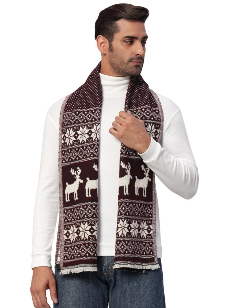 Ravaiyaa - Attitude is everything Deer Pattern Muffler Winter Woolen Scarf Men's Casual Soft And Warm Maffler70 x12 (Wine)
