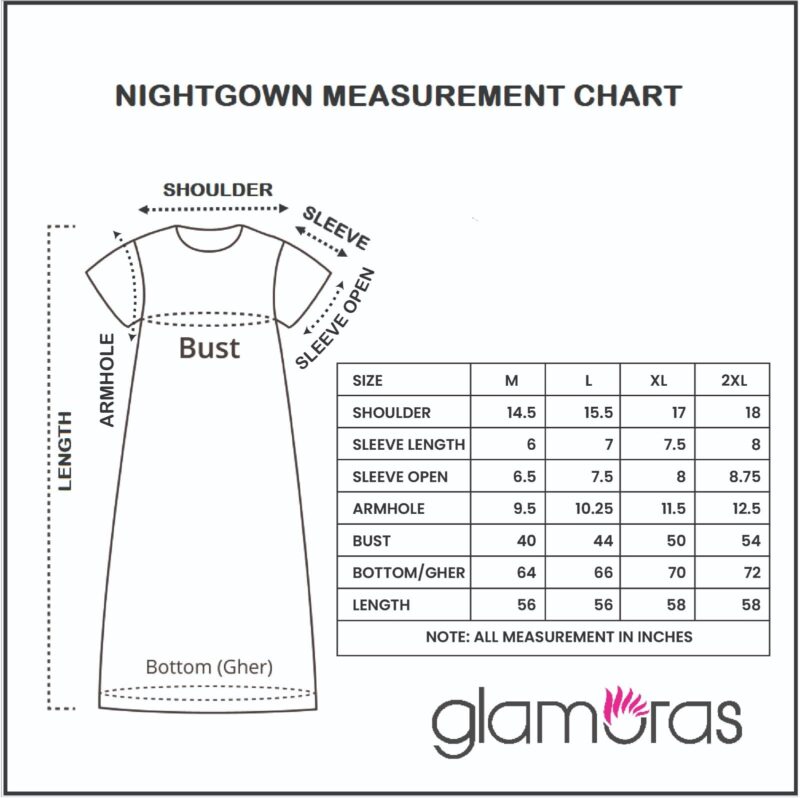 GLAMORAS Bizzy Lizzy Cotton Nighty Gown with Side Pocket for Women | Regular, Digital Printed & Full Length Maxi Night Gown | Night Wear Maxi Gown for Women | Size: M Floral Print 02 - Image 6