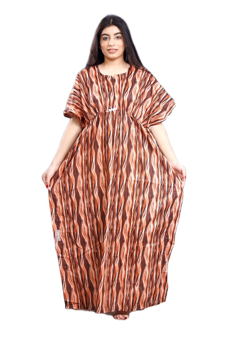 Women Cotton Combo (Pack of 2) Nighty Gown Round Neck Short Sleeves Jaipuri Kaftan Maxi Gown Kaftan Muliticolored Multicolour - Image 2