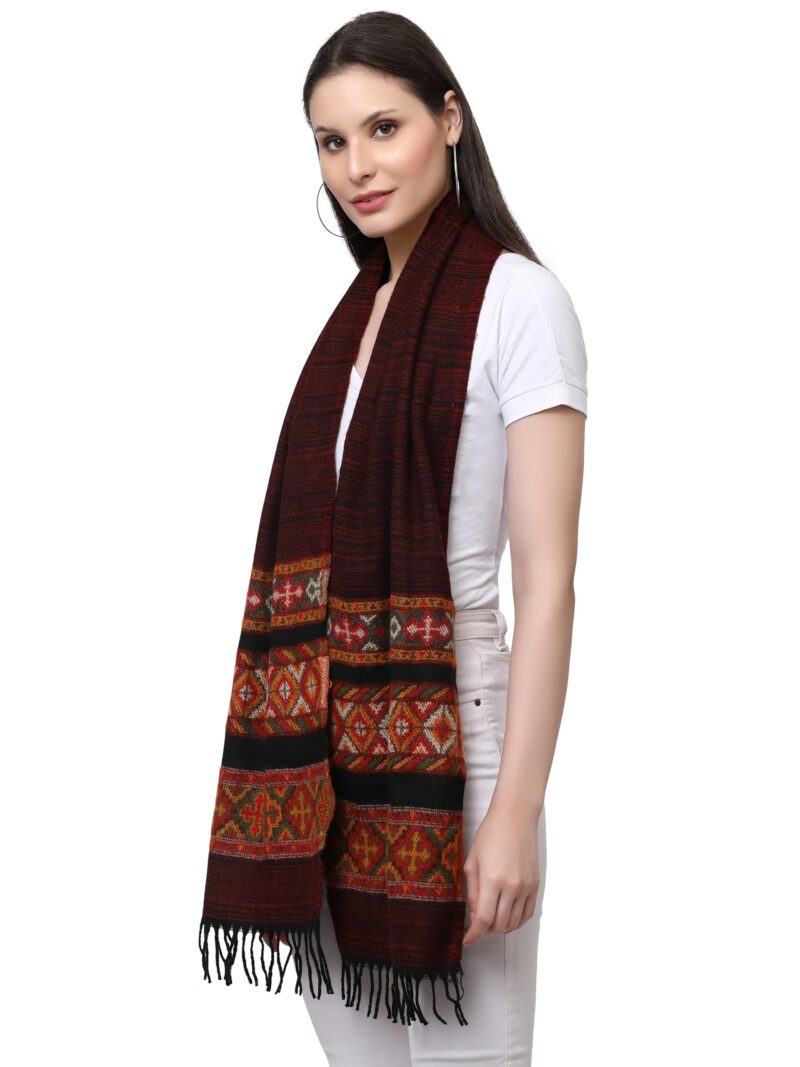 Weavers Villa Acro Wool Women's Muffler (MF-902,Maroon Size: 34CM X 200CM) - Image 4