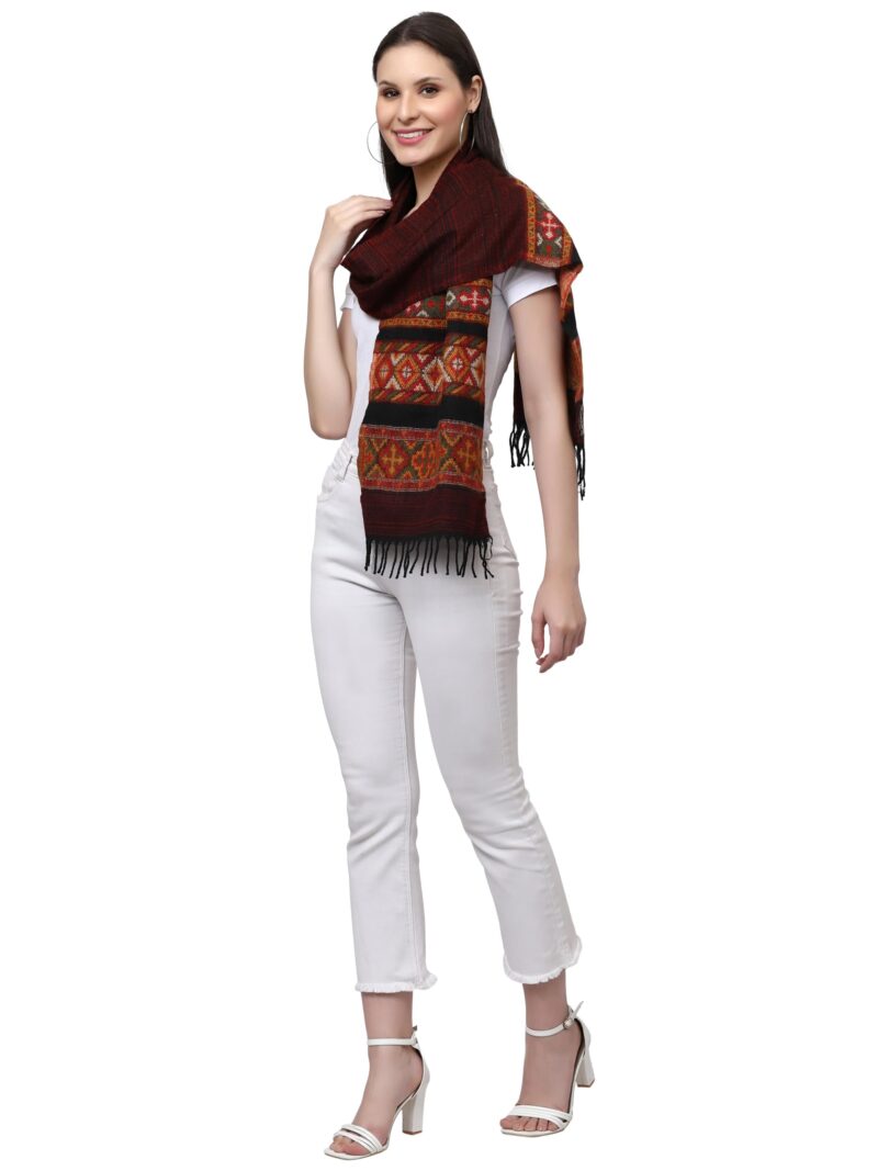 Weavers Villa Acro Wool Women's Muffler (MF-902,Maroon Size: 34CM X 200CM) - Image 6