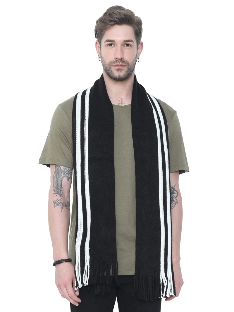 FabSeasons Men & Women Casual Self Design stripes Acrylic Woolen Muffler/Scarf/Stole for Winter, Size 25 * 180 cms