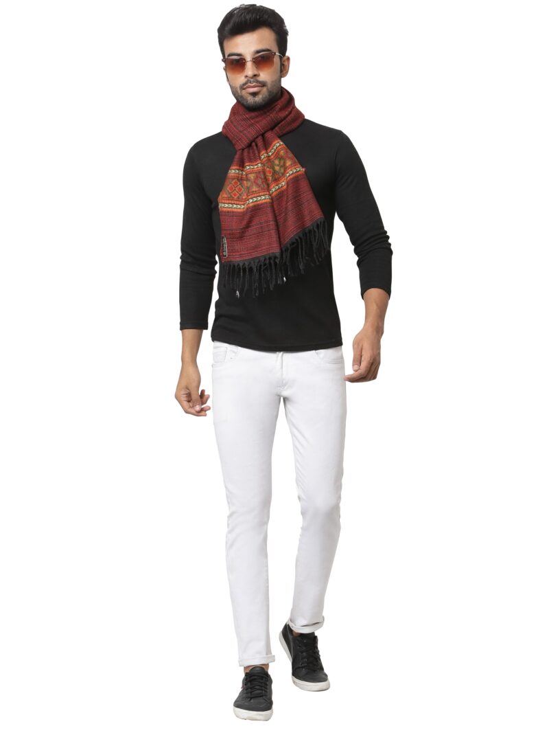 Weavers Villa Acro Wool Men's Muffler (MF-901,Maroon, Size: 34CM X 200CM) - Image 4