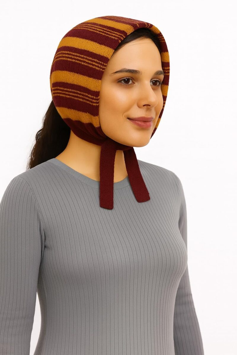 NISHVITH Lines - Stylish Winter Knit Muffler, Striped Pattern, Ear Protection Design with Ties, Warm Casual Wear for Women(Pack of 2, Multicolor, Color Varies) - Image 2