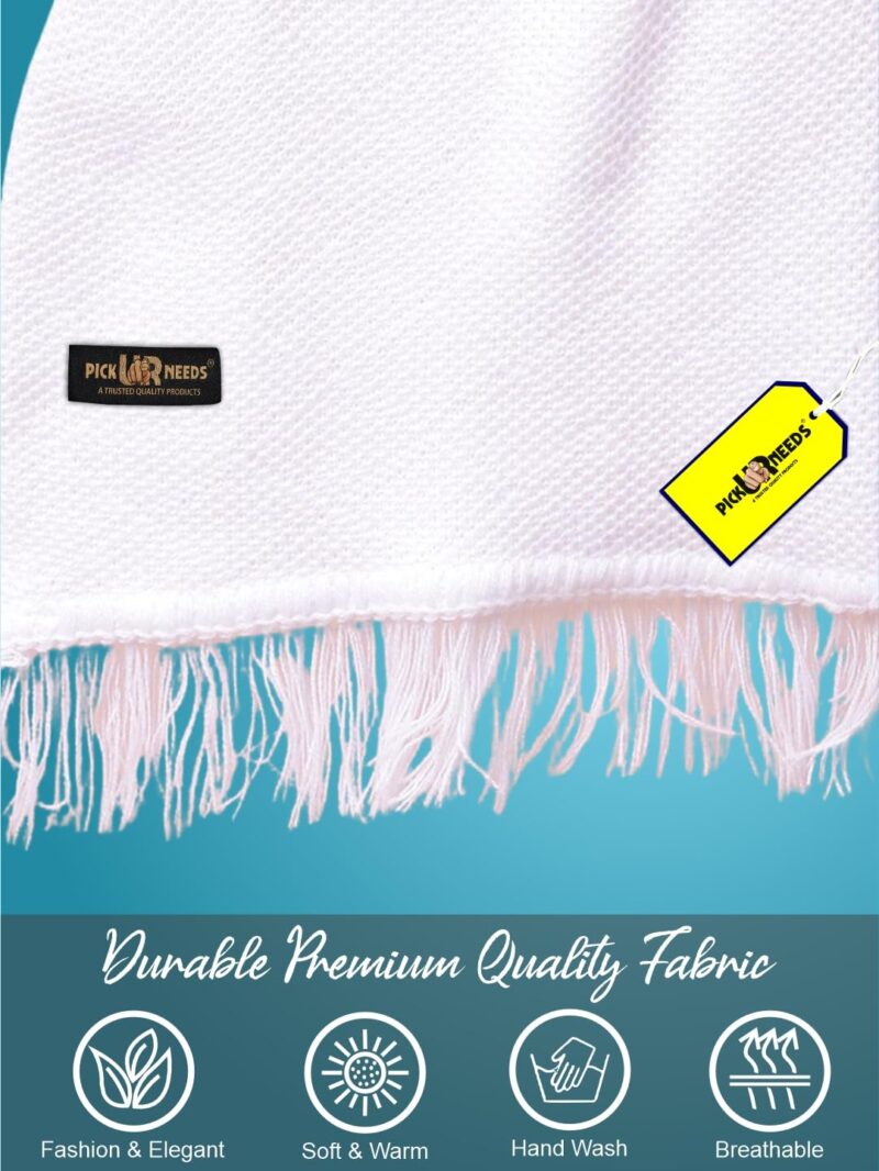 Premium Soft, Warm & Breathable Wool Blend Winter Scarf for Men Fashionable Elegant Muffler (White) - Image 6