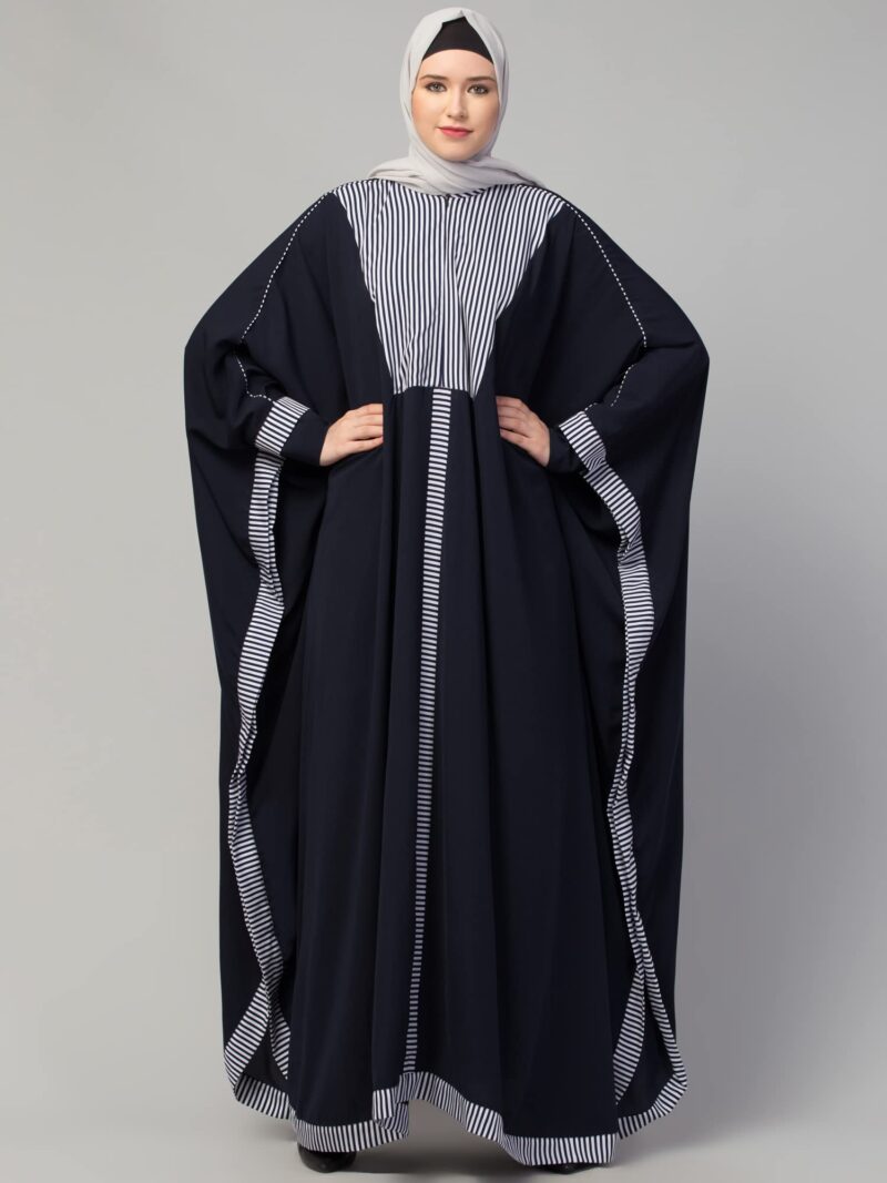 Muslim Closet Free Size Elegant Kaftan Abaya with Striped Design - Irani Kaftan Burqa for Women and Girls - Image 6