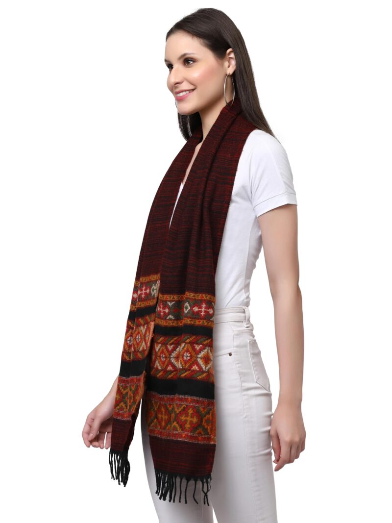 Weavers Villa Acro Wool Women's Muffler (MF-902,Maroon Size: 34CM X 200CM) - Image 3