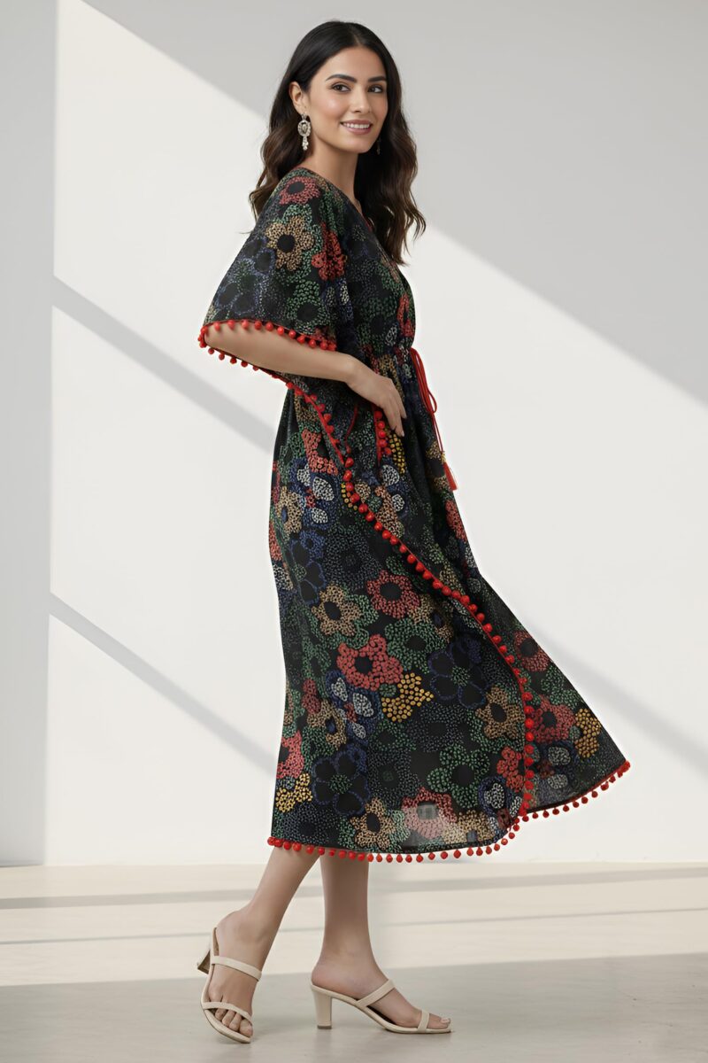 Yash Gallery Womens Cotton Printed Kaftan Midi Dress Ethnic Wear - Image 3
