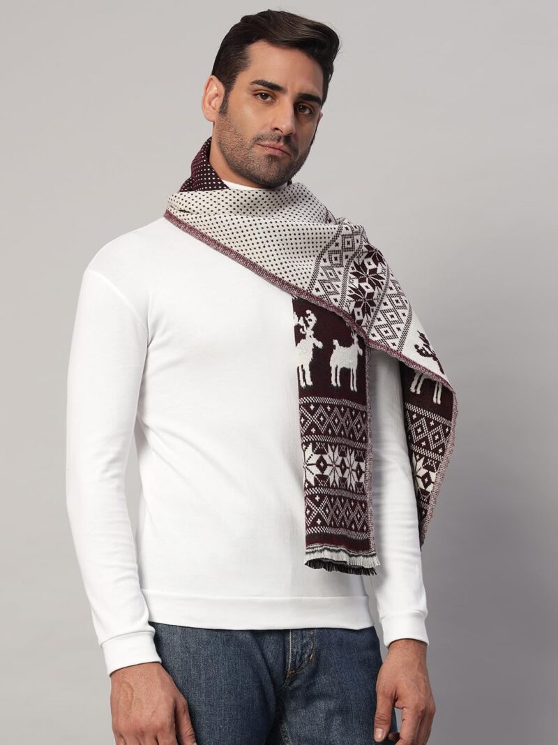 Ravaiyaa - Attitude is everything Deer Pattern Muffler Winter Woolen Scarf Men's Casual Soft And Warm Maffler70 x12 (Wine) - Image 5