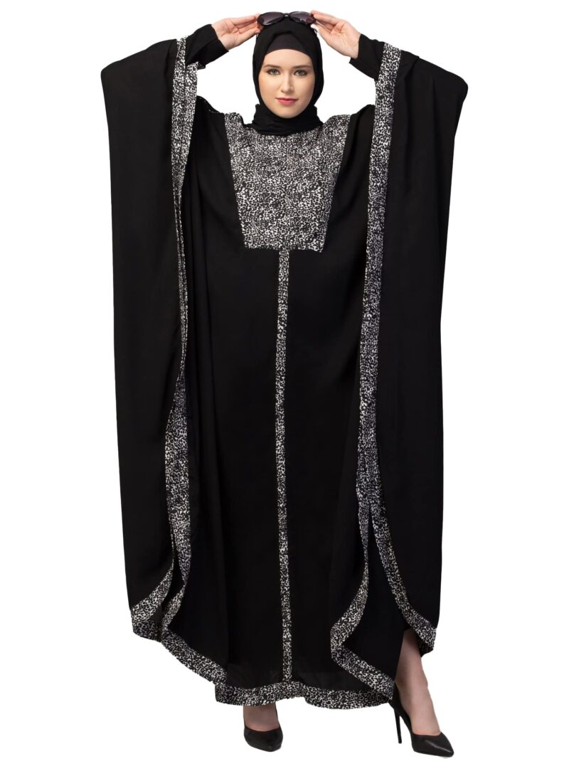 Muslim Closet Free Size Elegant Kaftan Abaya Dual Color Animal Print - Irani Kaftan Burqa for Women and Girls