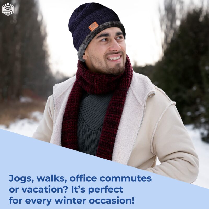 Boldfit Woolen Winter Cap for Women & Men in Winter for Thermal Wear Stylish Soft Caps for Boys & Girls for Warm Wear Head hat Garam Topaa cap's Breathable Lightweight Windproof with hand gloves - Image 5