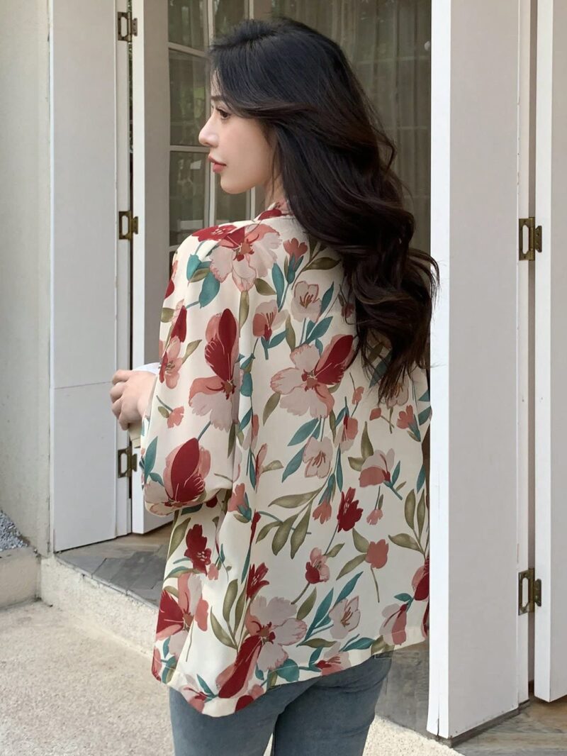 TOPLOT Women's Front Open Floral Printed Shrug Top Regular Fit (Shrug-5148-Apricot-XXL) - Image 4