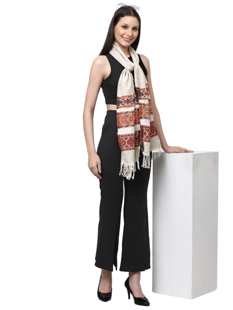Weavers Villa Acro Wool Women's Muffler (MF-902,Cream Size: 34CM X 200CM) - Image 2