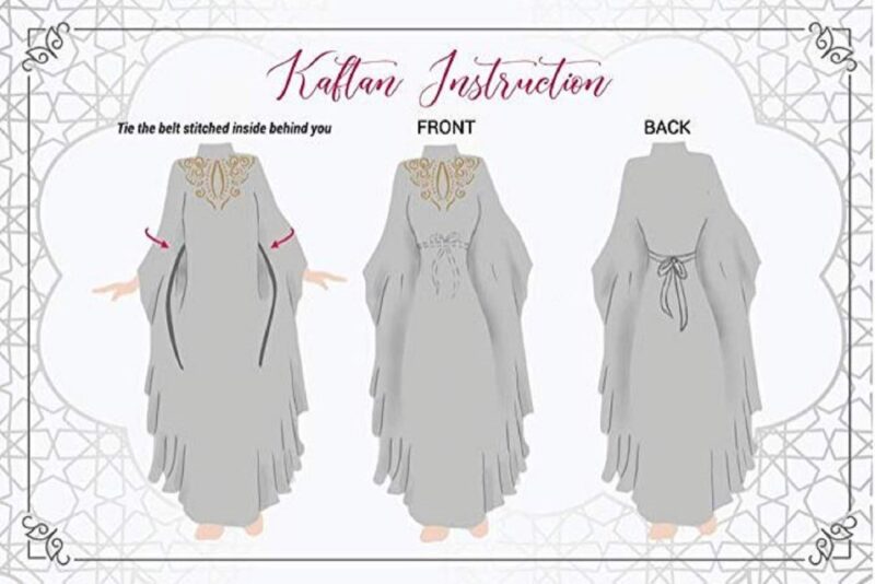 Royal Blue Silk Kaftan Dress for Women Formal – Arabic Moroccan Dubai Wedding Gown, Muslim Evening Wear, Purple, Large - Image 4
