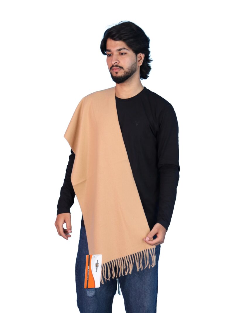 Men’s Woolen Muffler Scarf Soft Warm Boys Winter Neck Wrap, Elegant Solid Style, Long Design with Decorative Fringes