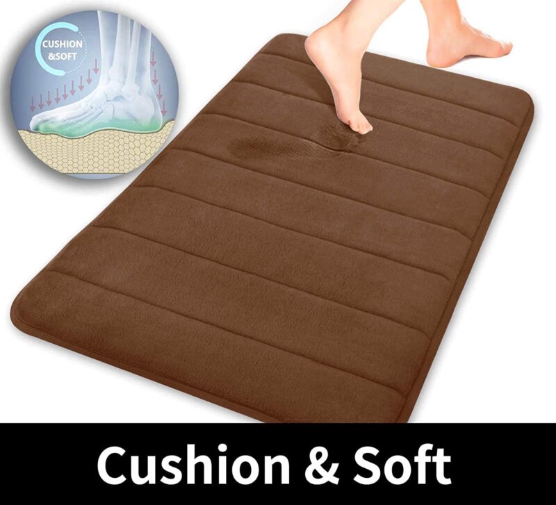 HomeCloud Memory Foam Bath Mat| Non Slip Super Water Absorption Soft Bathroom Rugs, Thick, Dry Fast, Machine Washable for Bathroom Floor Mat (60 * 40cm) (Brown, 40x60cm) - Image 5