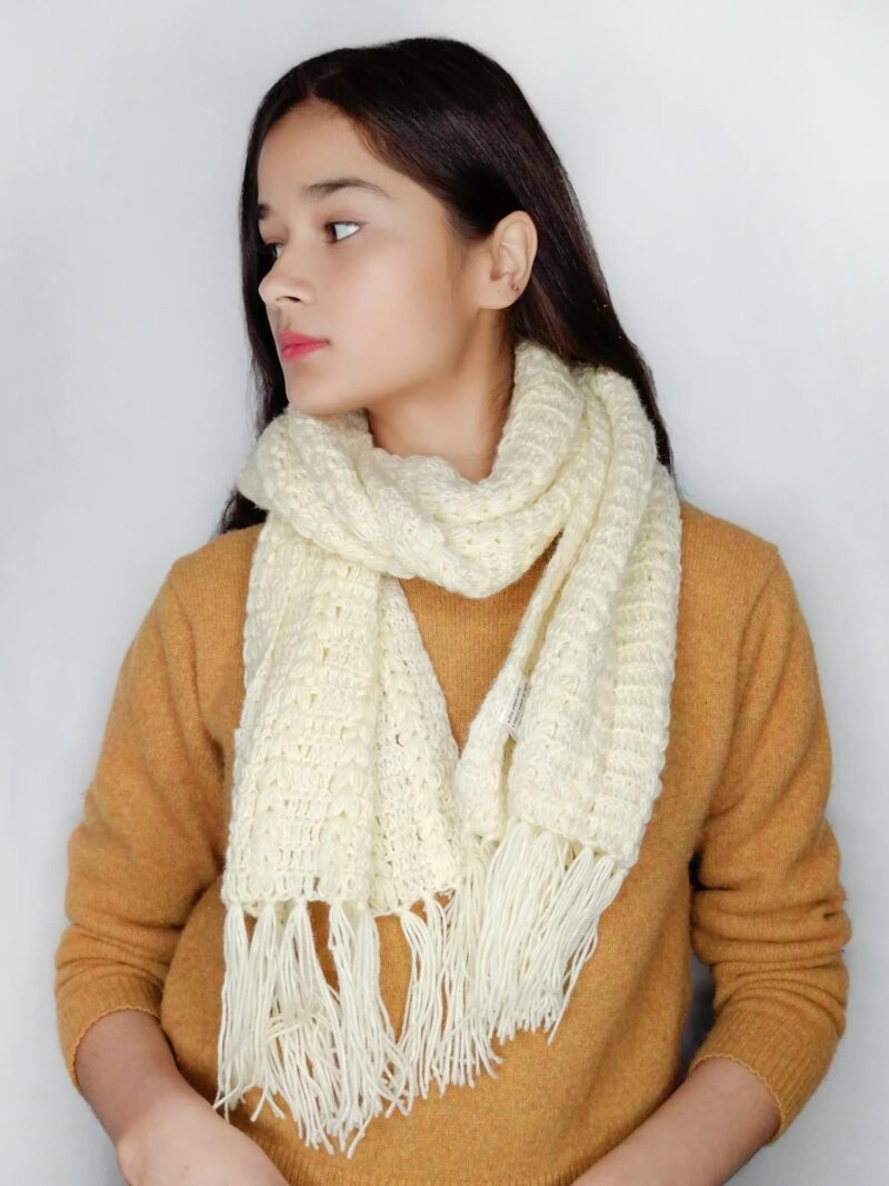 NTGS Men & Women Casual Luxurious Premium Checkered Acrylic Woolen Muffler/Scarf/Stole for Winter (Off White) - Image 2