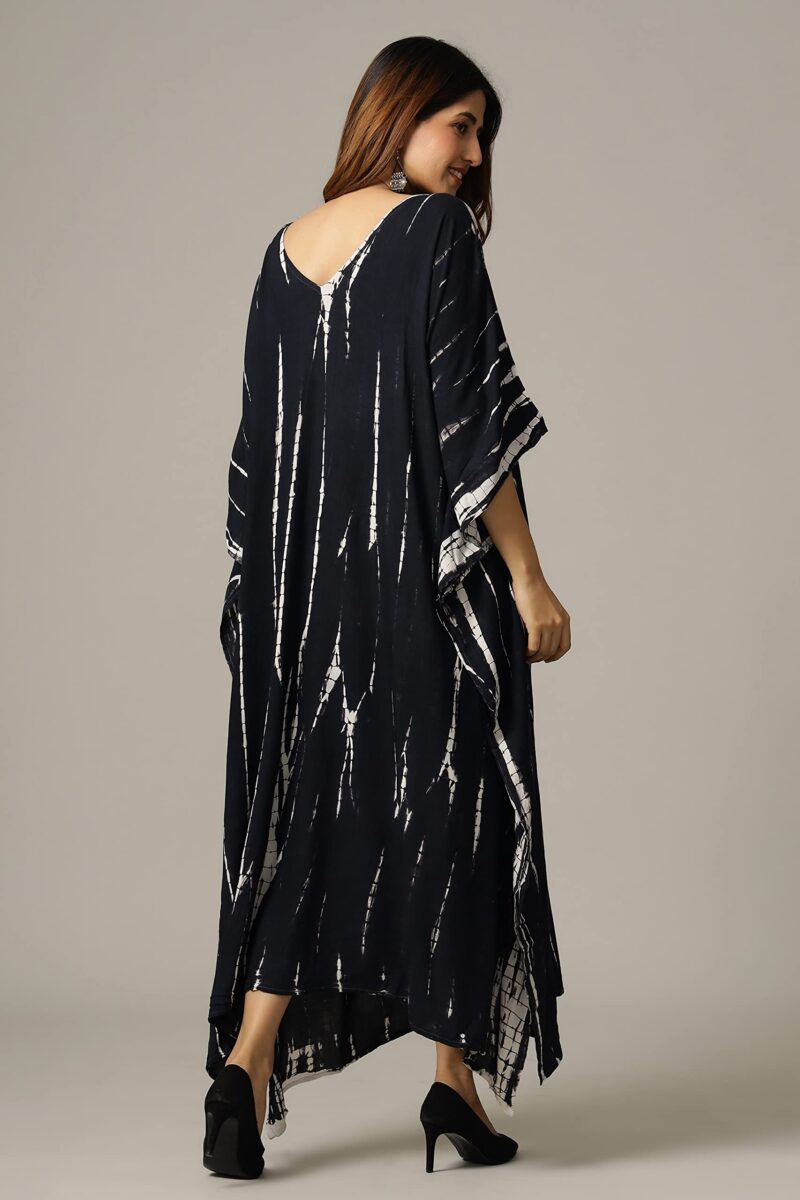 Ravaiyaa - Attitude is everything Women's Rayon Tie Dye Shibori Maxi Length Nighty (TKL-5_Black_L) - Image 8