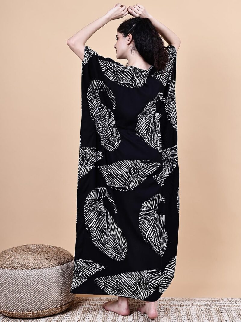 Secret Wish Rayon Maternity Kaftan Nighty/Free Size/Feeding/Nursing/Zipper/Drawstring/Full Length (Black III) - Image 6