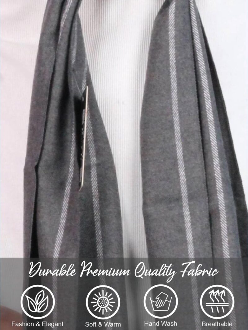 Premium Winter Muffler for Men Soft Wool-Blend Checked Scarf Warm, Lightweight & Stylish Muffler for Office, Casual & Outdoor Wear (Grey) - Image 6