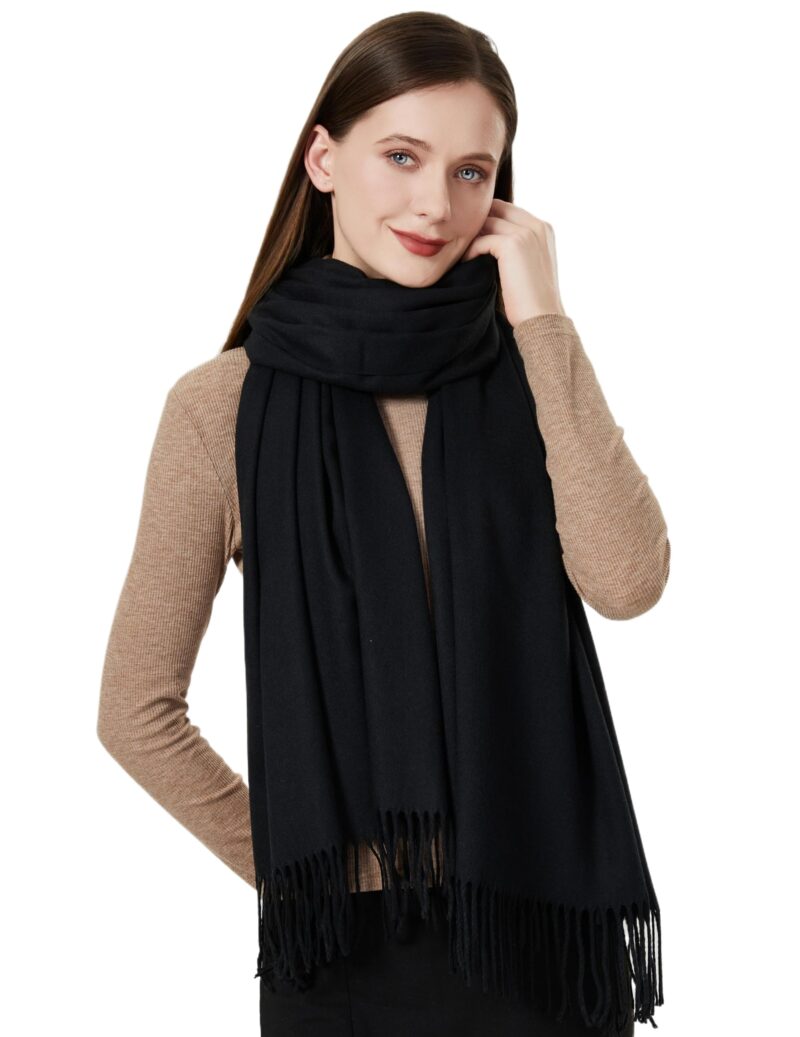 QBSM Women Men Black Winter Pashmina Scarf Formal Wedding Party Evening Dresses Shawls and Wraps