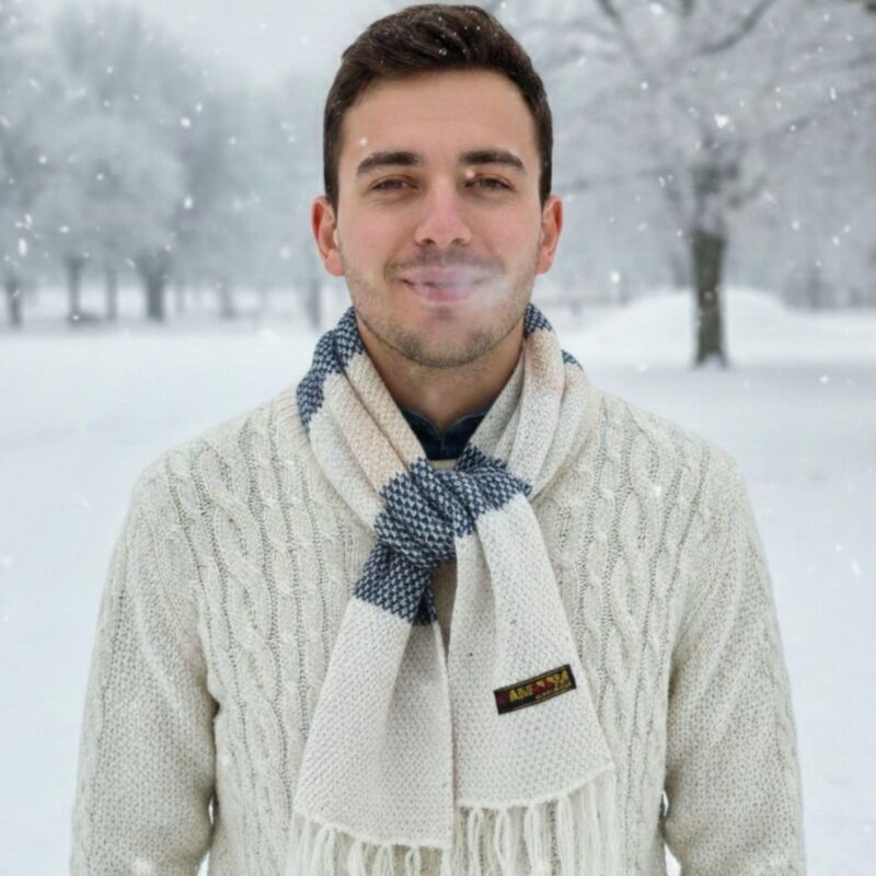 Indus Cloud Winter Woolen Muffler for Men | Soft & Warm Knitted Scarf | Stylish Casual & Formal Wear (Blue White) - Image 5