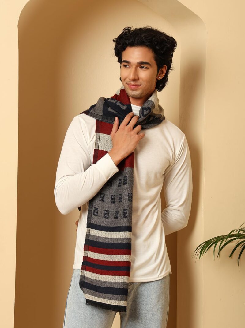 tweedle Men’s Multicolor Jacquard Design Soft and Warm Muffler/Scarf for Winters - Image 4