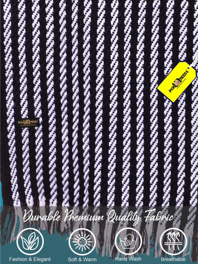 Premium Men's Warm And Stylish Woolen Muffler With Multicolour Stripes And Stylish Tussles Ends - 70 Inches * 11 Inches (P19) - Image 6