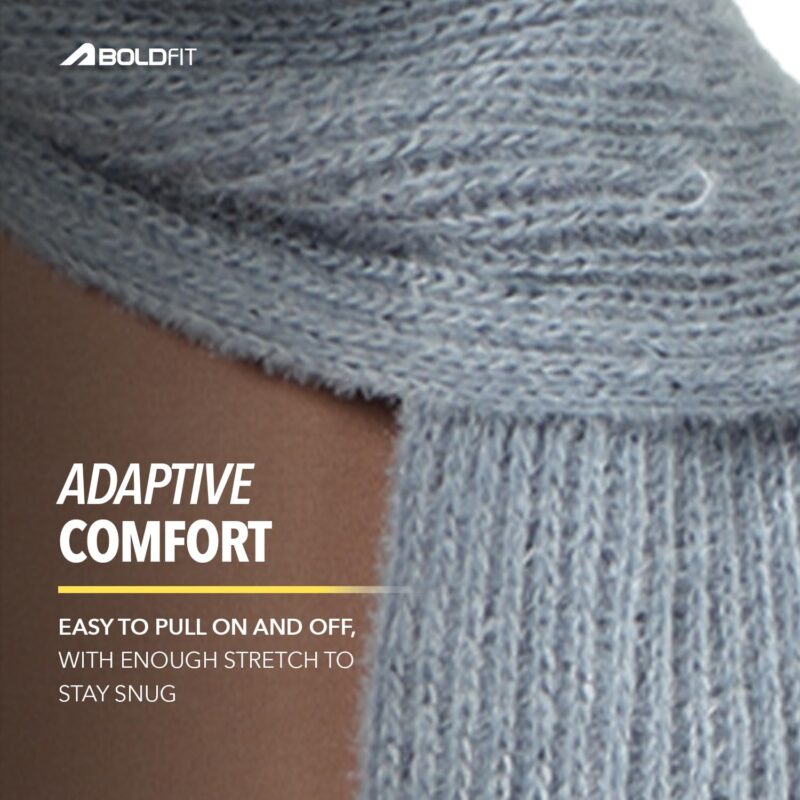 Boldfit Winter Cap for Women Woolen with Mufflers Ladies Knitted for Girls Cap, Stylish for Winter Wear Scarf - Grey - Image 5