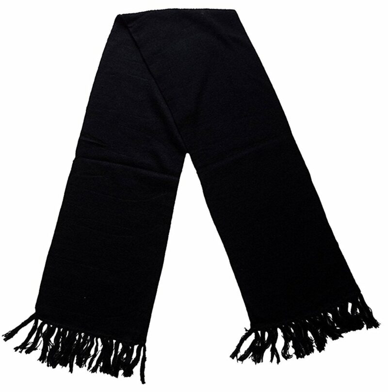BRANDONN Unisex Woolen Black Striped Muffler Cum Scarves For Boys And Girls