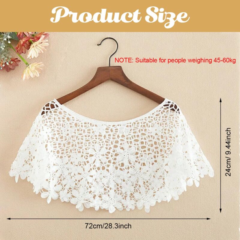 SANNIDHI Women Lace Shrug for Women Floral Knit Cape Poncho Cotton Cover Up - Image 2