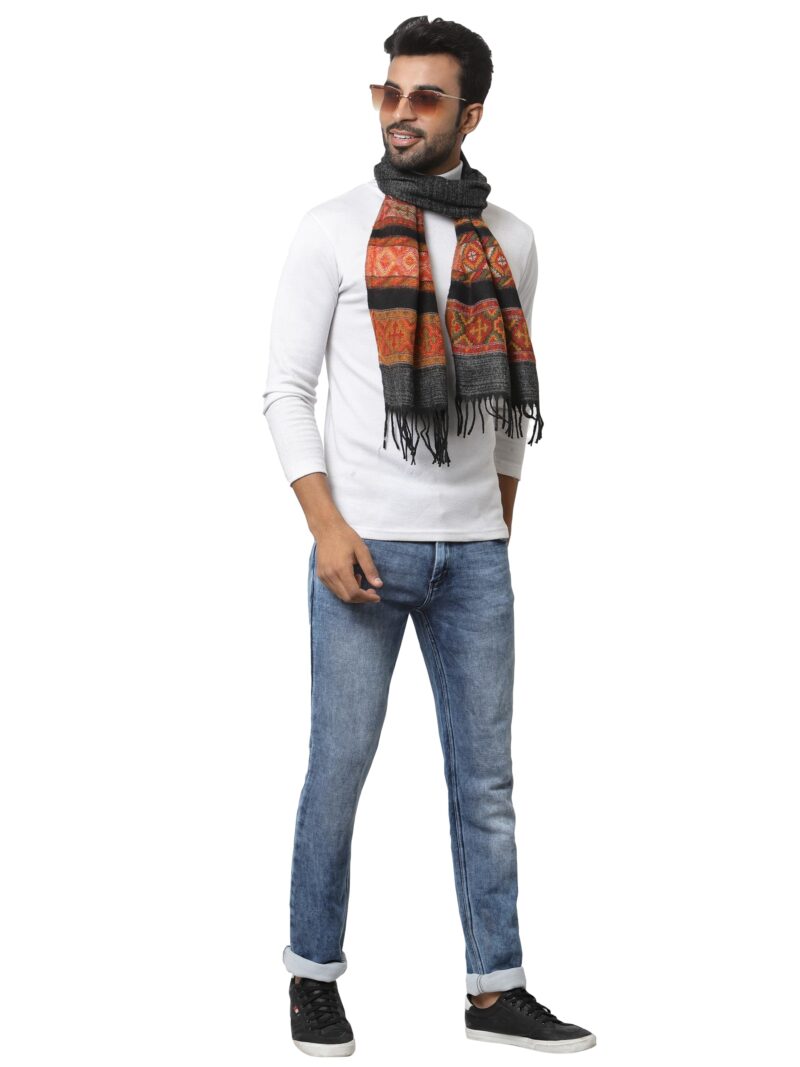 Weavers Villa Acro Wool Men's Muffler (MF-902, Black Size: 34CM X 200CM) - Image 4