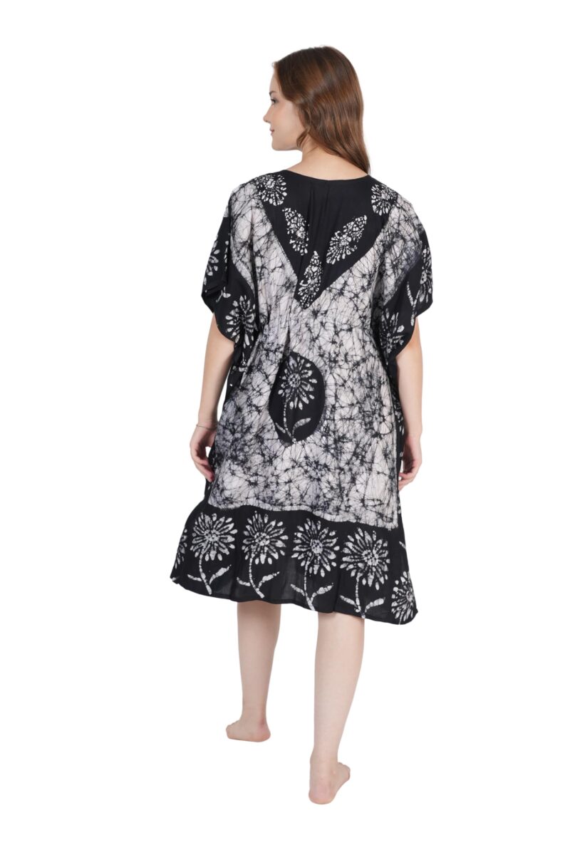 Onekbhalo Women's Cotton Batik Print Knee Length Short Kaftan Nighty (Grey, X-Large) - Image 5