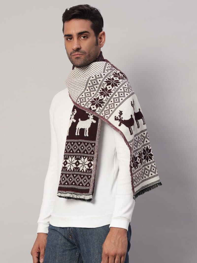 Ravaiyaa - Attitude is everything Deer Pattern Muffler Winter Woolen Scarf Men's Casual Soft And Warm Maffler70 x12 (Wine) - Image 4